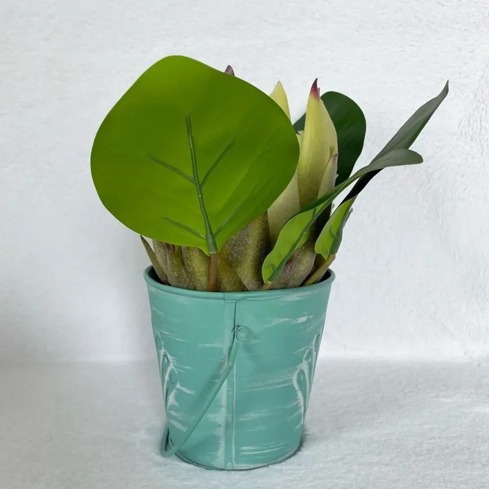 Handmade Artificial Protea in Seashell Bucket Floral Arrangement